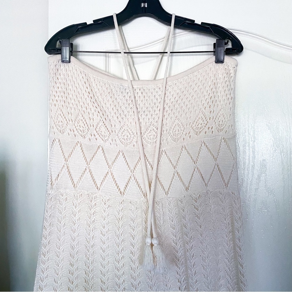 Farm Rio Dress Anthropologie Crochet Maxi Strapless Beach White XL NWT - Picture 7 of 7